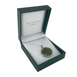 Connemara Marble Irish Claddagh sterling silver pendant. Hand crafted in Ireland as part of our Special Event. Love, loyalty and friendship.