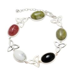 Colours of Ireland bracelet. The four stones are emblematic of the four corners of Ireland. Complete the set with the matching Necklace and Earrings.