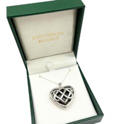 Silver locket pendant with a genuine Connemara Marble Heart. Part of our Special Event. Hand crafted jewelry from Ireland.
