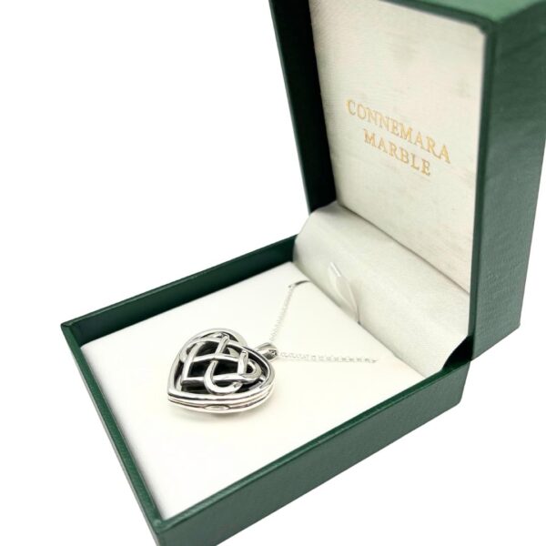 Silver locket pendant with a genuine Connemara Marble Heart. Part of our Special Event. Hand crafted jewelry from Ireland.