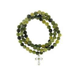 Set of 3 Connemara Marble gemstone bracelets with a sterling silver detachable Celtic Cross charm. Part of our Special Event.