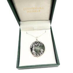 Fairy tree with Irish sterling silver over genuine Connemara Marble. Handcrafted in Ireland and presented on an 18