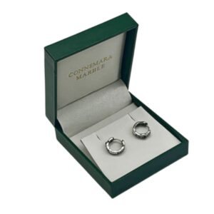 Trinity Knot Connemara Marble sterling silver, stud earrings. Hand crafted in Ireland with hallmarked 925 silver designed for a comfortable and secure fit.