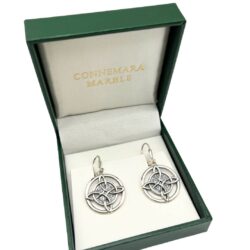 Trinity knot sterling silver earrings. Hand crafted in Ireland with a lever backing. Part of our Special Event. Hallmarked at Dublin Castle.