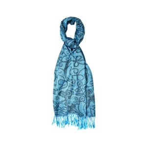 Shamrock Scarf, elegantly blended with blue cotton and silk. An elegant shawl or wrap to complete your look all year around. Celtic design.