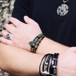 Viking Thor’s Hammer Black Leather Bracelet