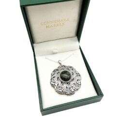 Vintage Silver Shamrock Connemara Marble Pendant Limited Edition