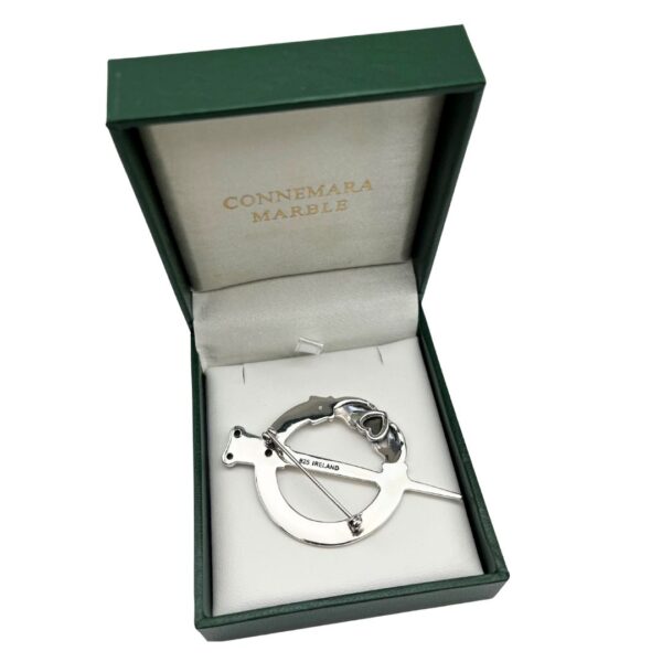 Claddagh Brooch. Hand crafted with genuine Connemara Marble and hallmarked Irish Sterling Silver. The magic and mystique of Ireland.