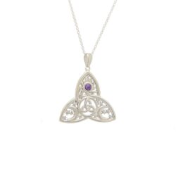 Trinity Knot Amethyst Sterling Silver Pendant. Hallmarked sterling silver, presented on and 18
