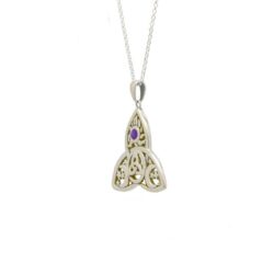 Trinity Knot Amethyst Sterling Silver Pendant. Hallmarked sterling silver, presented on and 18