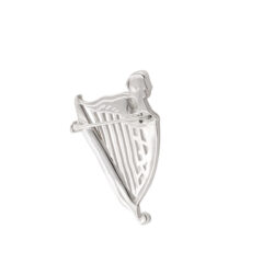 Irish Harp Silver Brooch with genuine Connemara Marble. Handcrafted in Ireland, this timeless piece blends Celtic heritage and natural beauty.