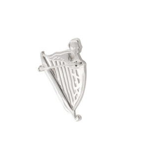 Irish Harp Silver Brooch with genuine Connemara Marble. Handcrafted in Ireland, this timeless piece blends Celtic heritage and natural beauty.