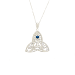 Trinity Knot Lapis Sterling Silver Pendant. Hallmarked sterling silver, presented on and 18