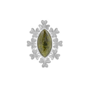 Embrace Irish heritage with our Silver Connemara Marble Marquise Cut Shamrock Ring. Handcrafted in sterling silver, featuring genuine Connemara marble.