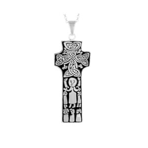 Silver Saint Patrick's Cross pendant, hallmarked and hand crafted in Ireland with Connemara Marble Jewelry. Special Event Piece, presented gift boxed.