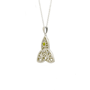 Trinity Knot Connemara Marble Sterling Silver Pendant. Hallmarked sterling silver, presented on and 18" chain. Displayed in green gift box.