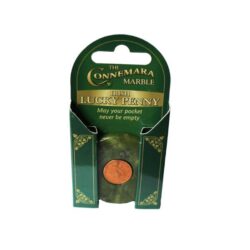 Irish Lucky Penny, genuine Irish penny coin set within green Connemara Marble found only in the West of Ireland.