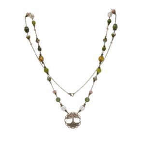 Celebrate natural beauty and timeless symbolism with our 32" Tree of Life necklace featuring the finest green Connemara Marble gemstone from Ireland.