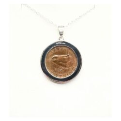Sterling silver pendant featuring a genuine British Wren Farthing coin. A unique historical necklace perfect for collectors and nature lovers.