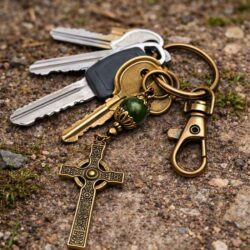 Irish gifts from Ireland. Celtic Cross key chain features genuine Connemara Marble found only in the west of Ireland. Made in Ireland since 1945.