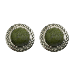 Silver stud Connemara Marble earrings. Hand crafted in Ireland with our natural and unique gemstone. No two pieces are the same. Hallmarked & boxed.