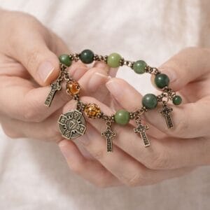 Our Celtic crosses of Ireland bracelet features unique Connemara marble and an antique finish inspired by Ireland’s ancient heritage. From Ireland.