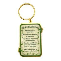 Carry a timeless Celtic prayer with this Irish Blessing key chain featuring lucky Irish shamrocks and a gold-tone finish—perfect as an Irish gift or meaningful keepsake.