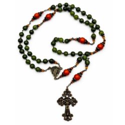 Our Lady Irish rosary beads are hand crafted in Ireland using the finest Connemara Marble. Combining natural beauty with spiritual strength.