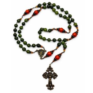 Our Lady Irish rosary beads are hand crafted in Ireland using the finest Connemara Marble. Combining natural beauty with spiritual strength.