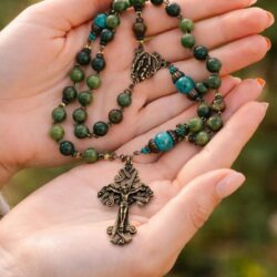 Our Lady Irish rosary beads are hand crafted in Ireland using the finest Connemara Marble. Combining natural beauty with spiritual strength.
