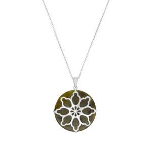 Spring Flower Pendant. Sterling silver pendant with Connemara Marble. Handcrafted in Ireland with natural marble and hallmarked silver.