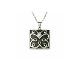 Sterling silver butterfly necklace with Connemara marble, hand crafted in Ireland. A symbolic Irish jewelry gift representing transformation and renewal.