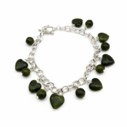 Shop this Connemara marble heart charm bracelet in silver tone—featuring authentic Irish green marble hearts. A beautiful gift for any occasion.