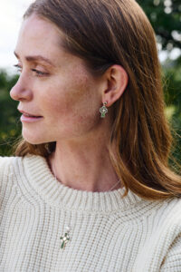 Connemara Marble Silver Celtic Cross Pendant with earrings. Hand crafted in Ireland.