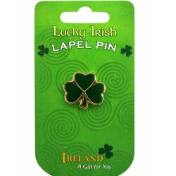 Lucky Shamrock Lapel Pin. Keep the luck of the Irish with you where ever you go with this gold tone Irish Shamrock lapel pin.