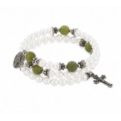 Coil rosary bracelet from Ireland hand crafted with genuine green Connemara Marble gemstone. Carry meaning, wear beauty. A true piece of Ireland.