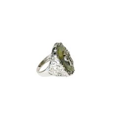 Handcrafted in Ireland , this sterling silver Celtic Cross ring features genuine Connemara Marble inspired by ancient Irish monuments.