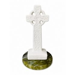 Celtic Cross ceramic ornament with authentic Connemara marble base. Hand crafted in Ireland. The perfect authentic gift or keepsake for your home.