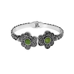 Irish Shamrock, this striking Cuff Bracelet symbolizes the luck of the Irish with a contemporary and unique style. Authentic Connemara Marble from Ireland