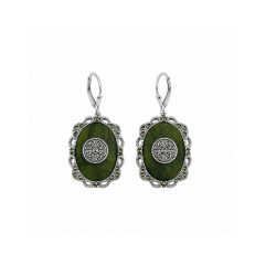 Sterling silver Connemara marble and marcasite lever back earrings. Elegant Irish jewelry, gift boxed and perfect for any occasion.