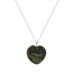 Handcrafted in Ireland, this Connemara Marble Heart Pendant features genuine Irish marble, a sterling silver 18
